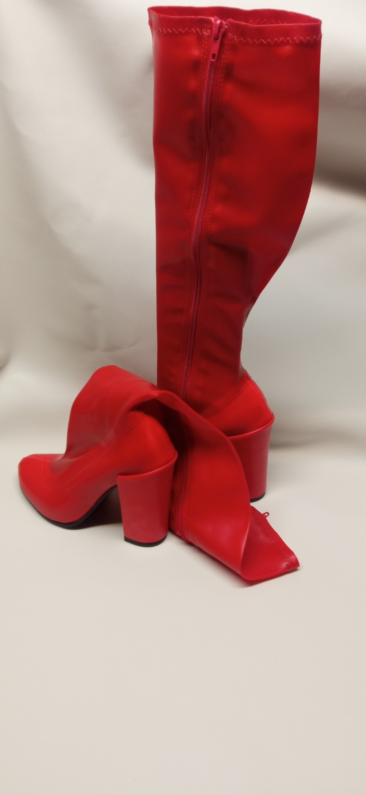 Handmade Rubber Boots Knee High Many Colours Heel 11cm Block – 41-47