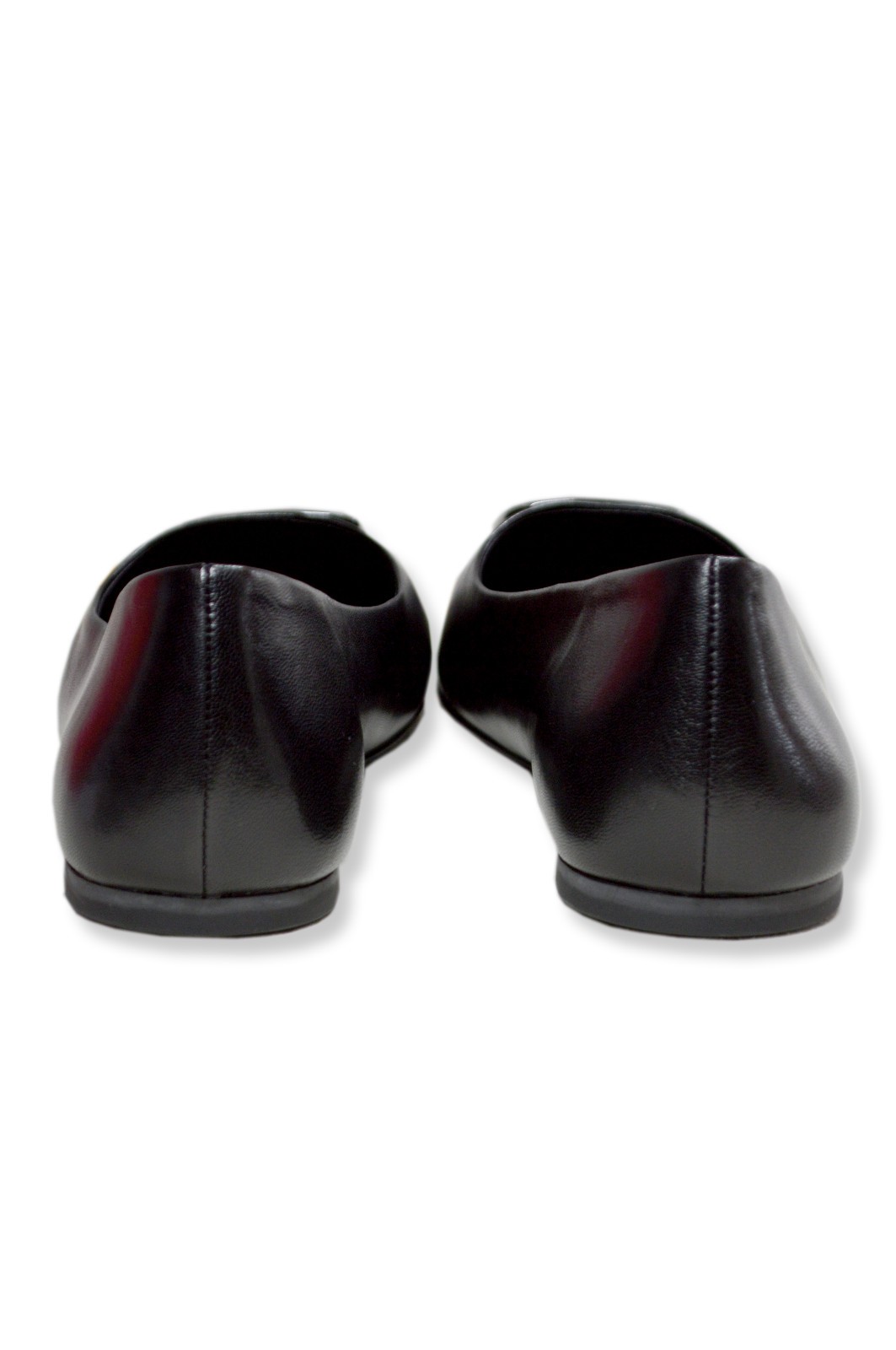 Tory Burch Womens Black Leather Georgia Rectangle Squared Balle Flats 8.5 TB-133