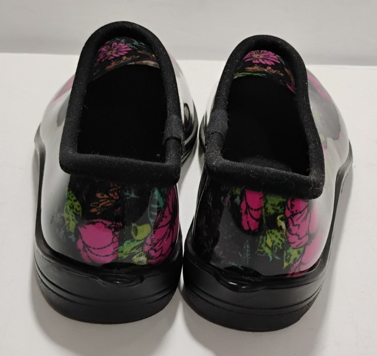 Ground Work Womens Garden Clogs Black Floral Waterproof Shoes Size 9 LKNEW