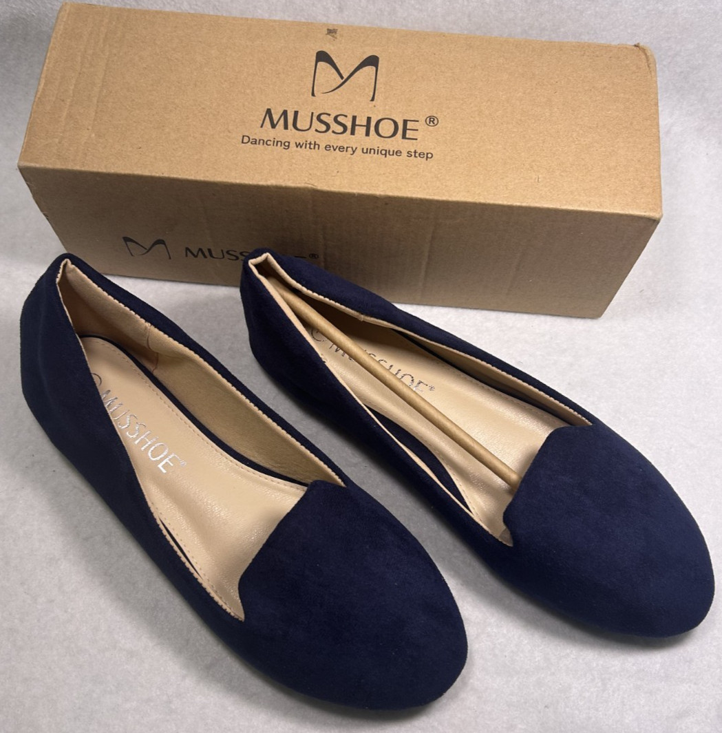MUSSHOE Women’s Size 7 NAVY BLUE Slip-on Flats Round Toe Soft & Comfortable NEW