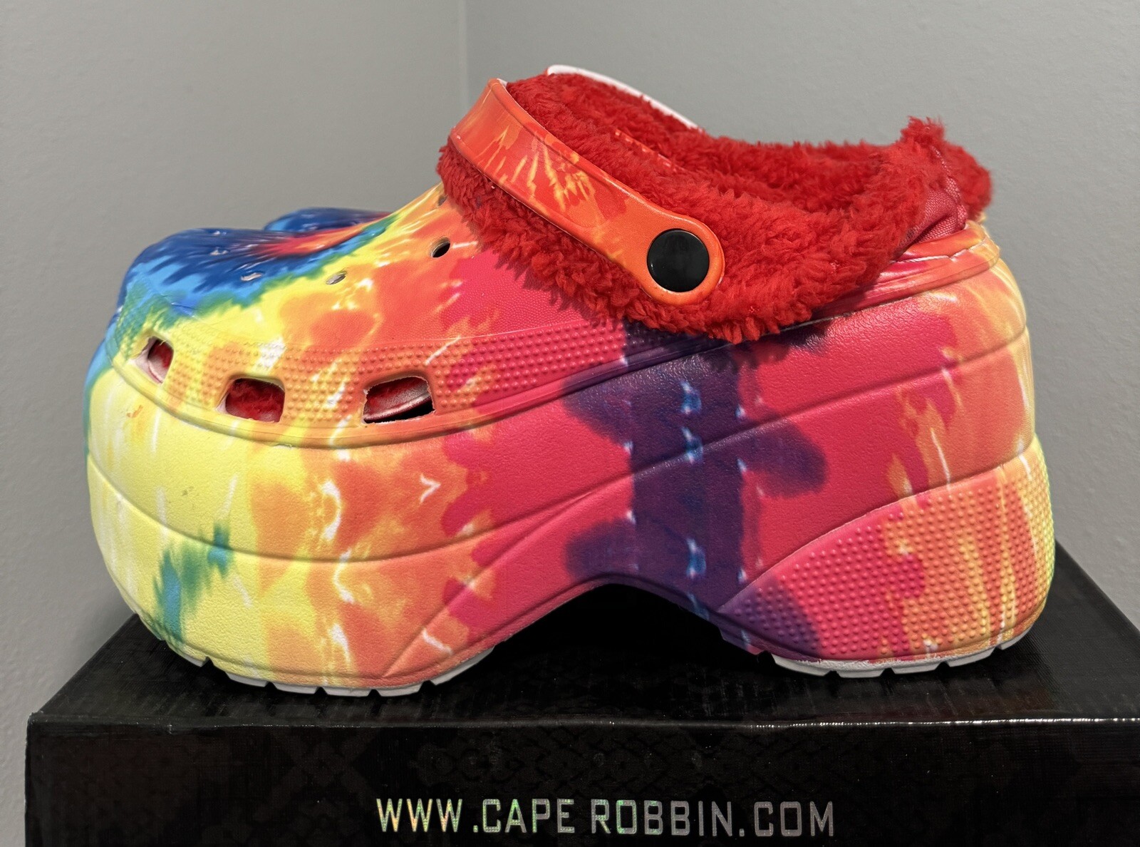 CAPE ROBBIN Chunky Platform Clogs Tie Dye Fur Lined Size 10 NEW BM7062
