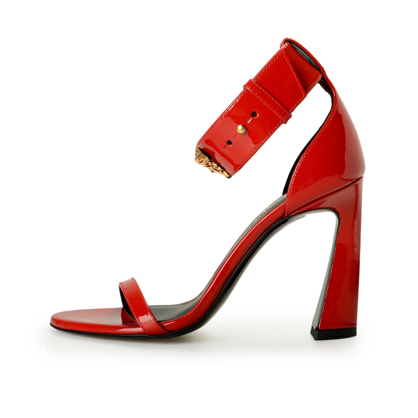 Versace Women’s Gold Medusa Red Patent Leather Ankle Wrap Pumps Shoes US 6 IT 36