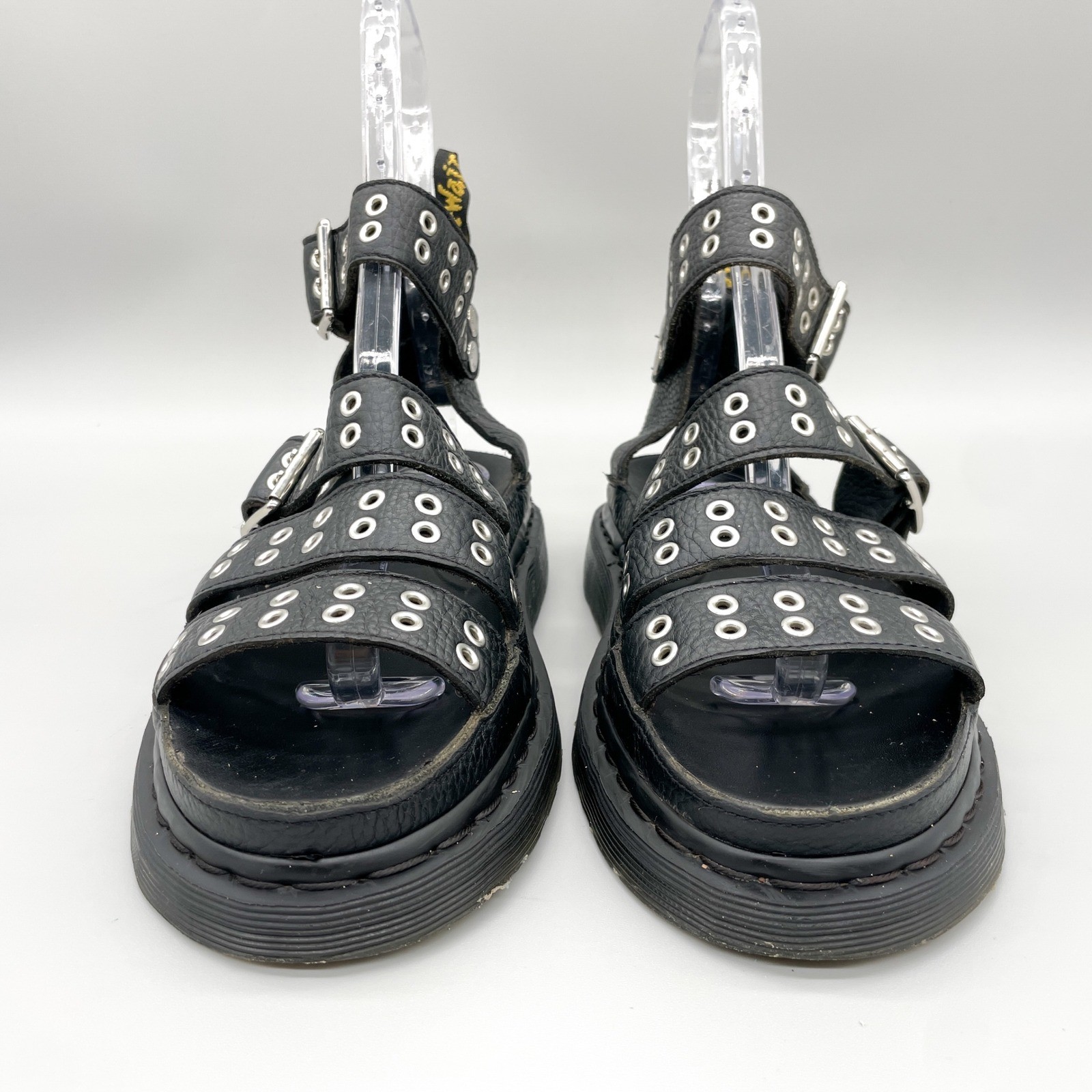 Dr Martens Womens 9 Clarissa Black Leather Platform Sandal Goth Punk Rock Chunky