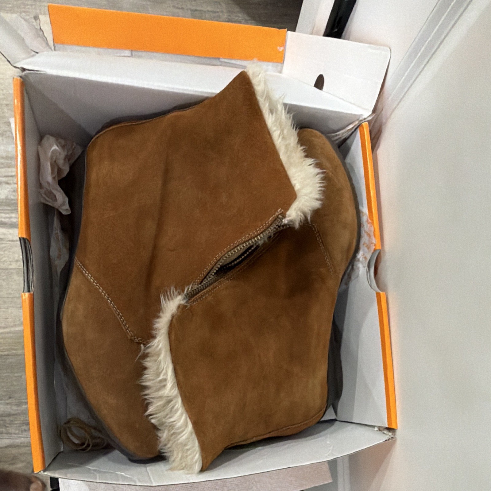 Sporto Capri Brown Waterproof Faux Fur Trim Zip Ankle Boots Women’s US 12M
