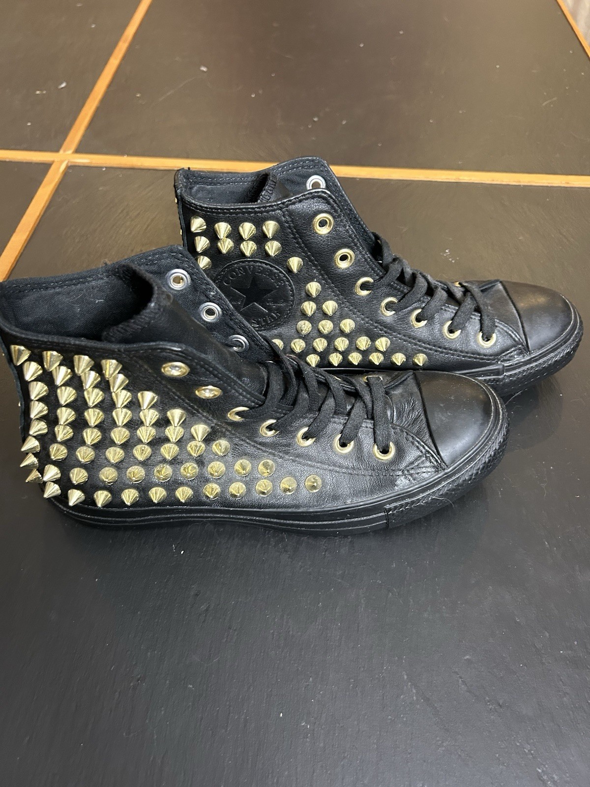 Converse Black with Gold Spikes Women’s Sneakers Size 7 NWOB