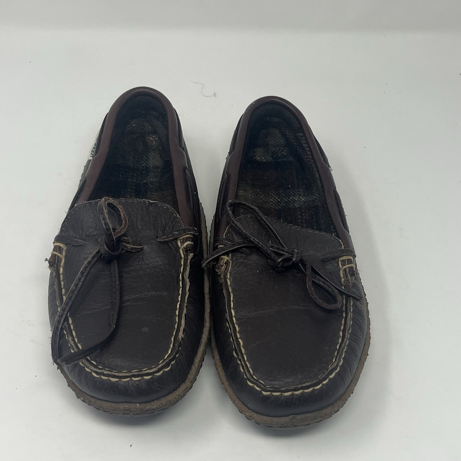 L.L.Bean Handsewn Flannel-Lined Women’s Sz 5 Brown Leather Slippers Moccasin