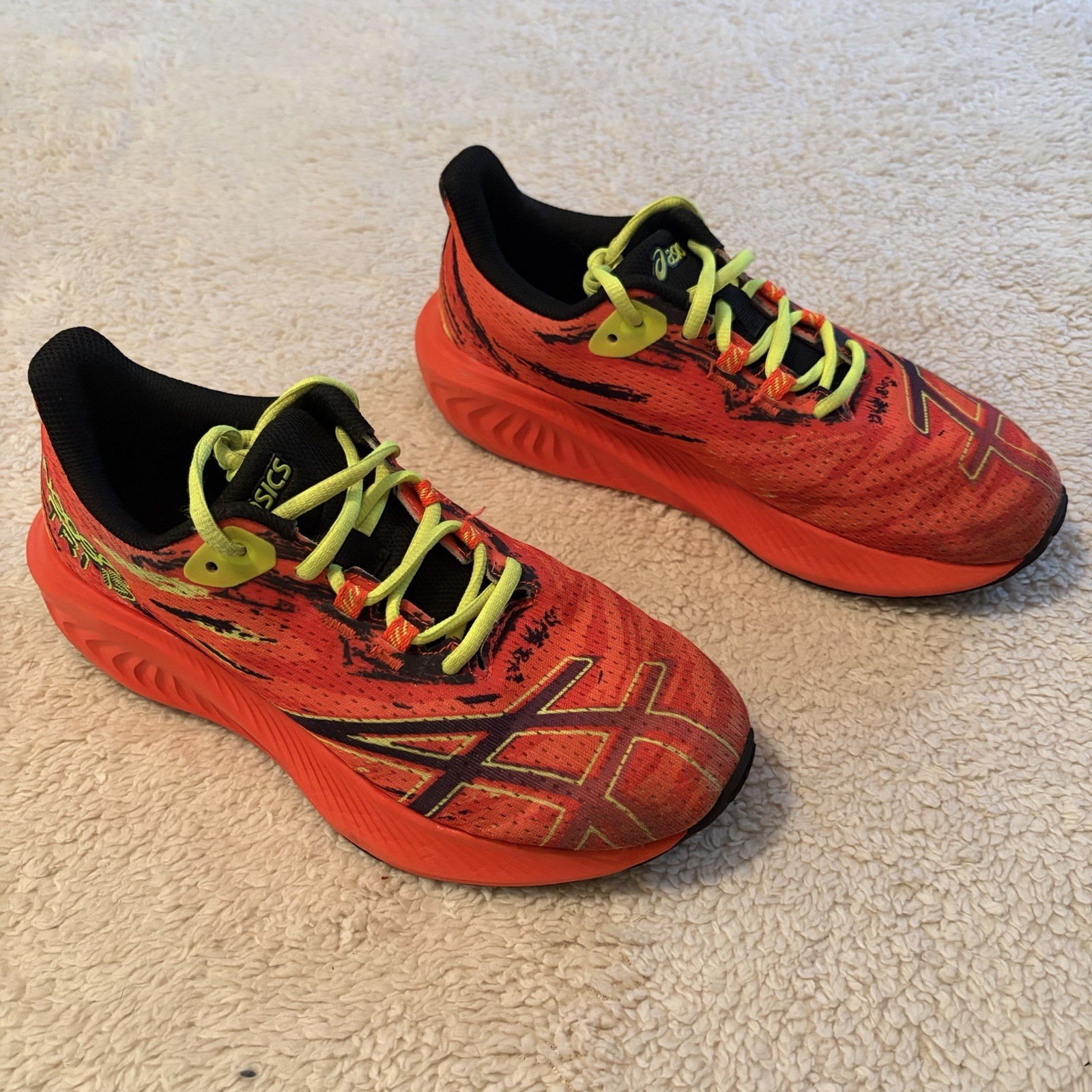ASICS Noosa Tri 13 Running Shoes Womens 5 Orange Neon Lightweight Trainer