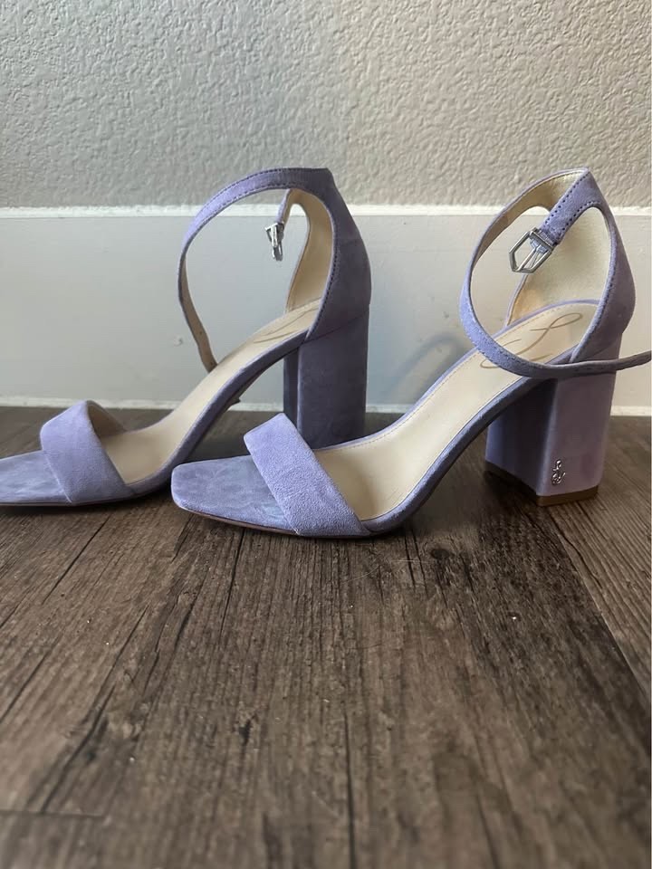 New Sam Edelman Wilson Heeled Sandals in Purple Iris Square Toe – Size 7.5