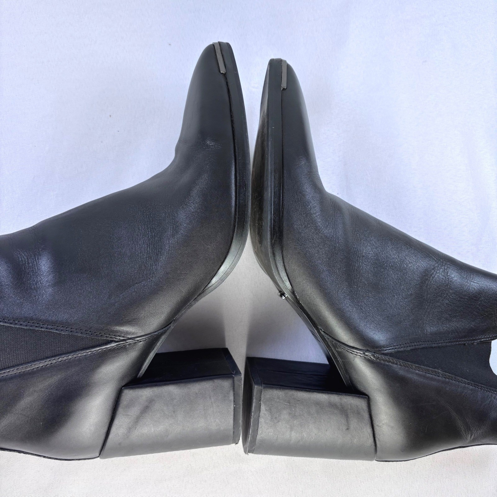 Tony Bianco Bello Black Jetta Polish Ankle Boots Block Heel Silver Toe Womens 10