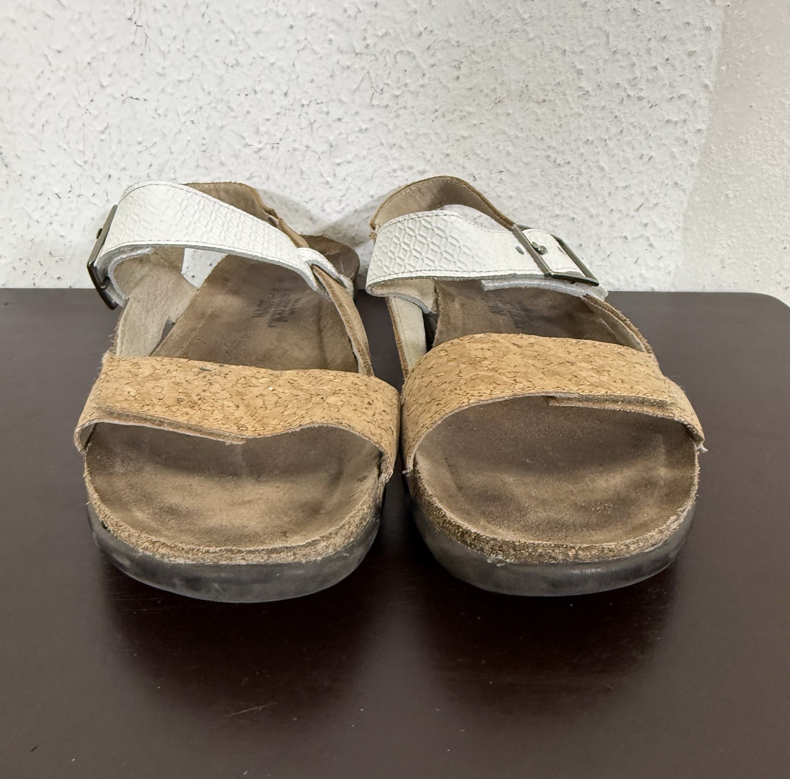 Naot Norah Cork & White Leather Sandals EU 41/ US 10-10.5 Women Comfort Leather