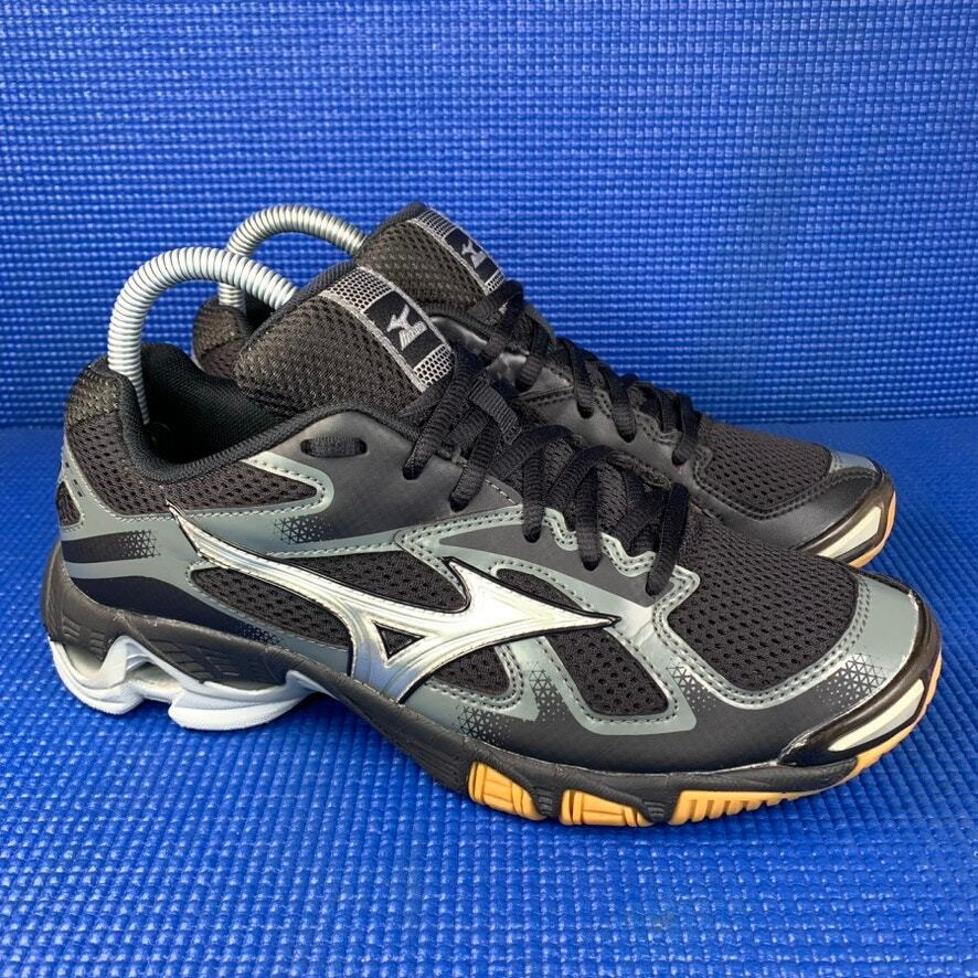 🔴 MIZUNO WAVE BOLT 5 Women`s Size 8 Black Silver Volleyball Shoes V1GC166003