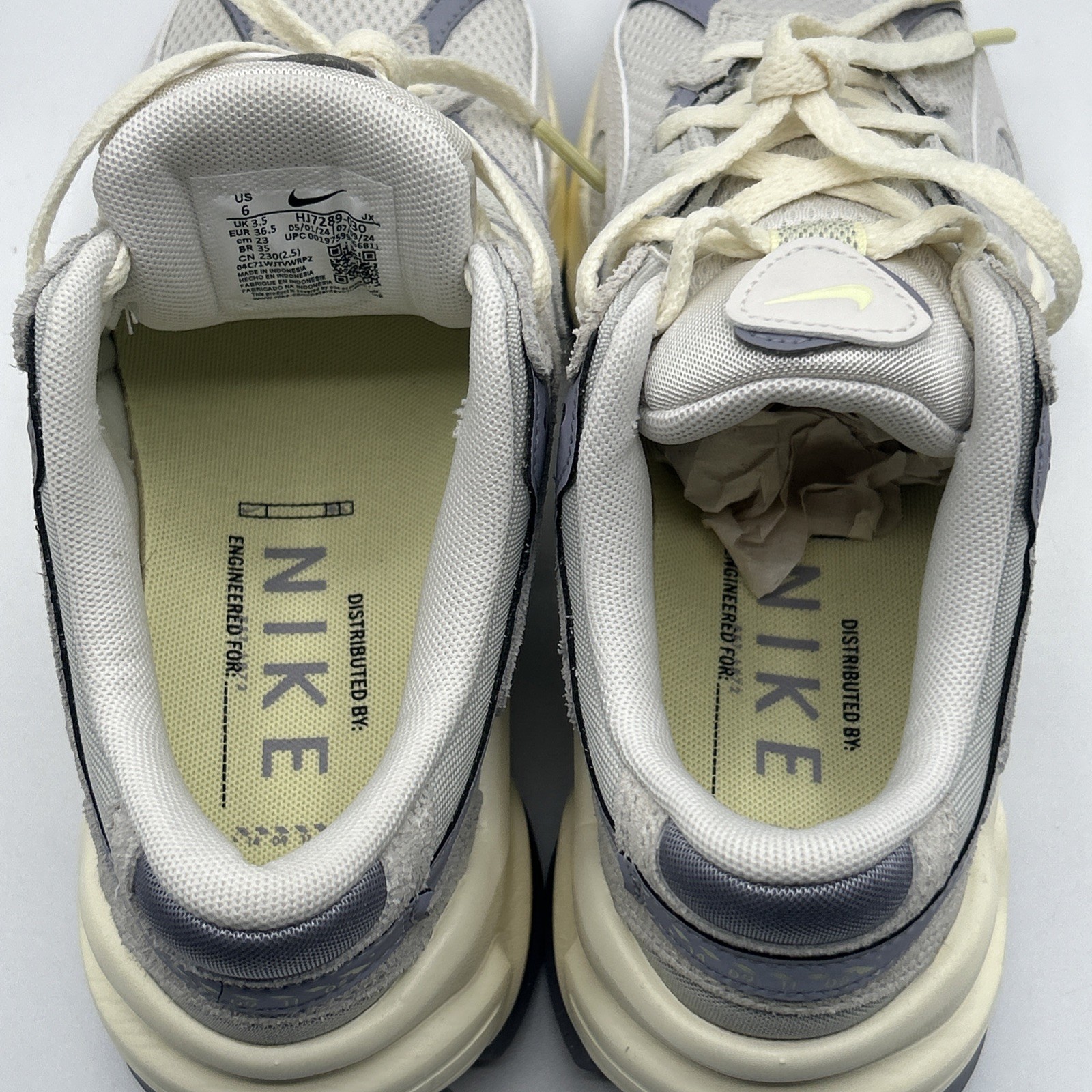 Nike AL8, White,Gray,Lite Violet,Cream, Running Shoes HJ7289 030 Women’s SZ: 6 M
