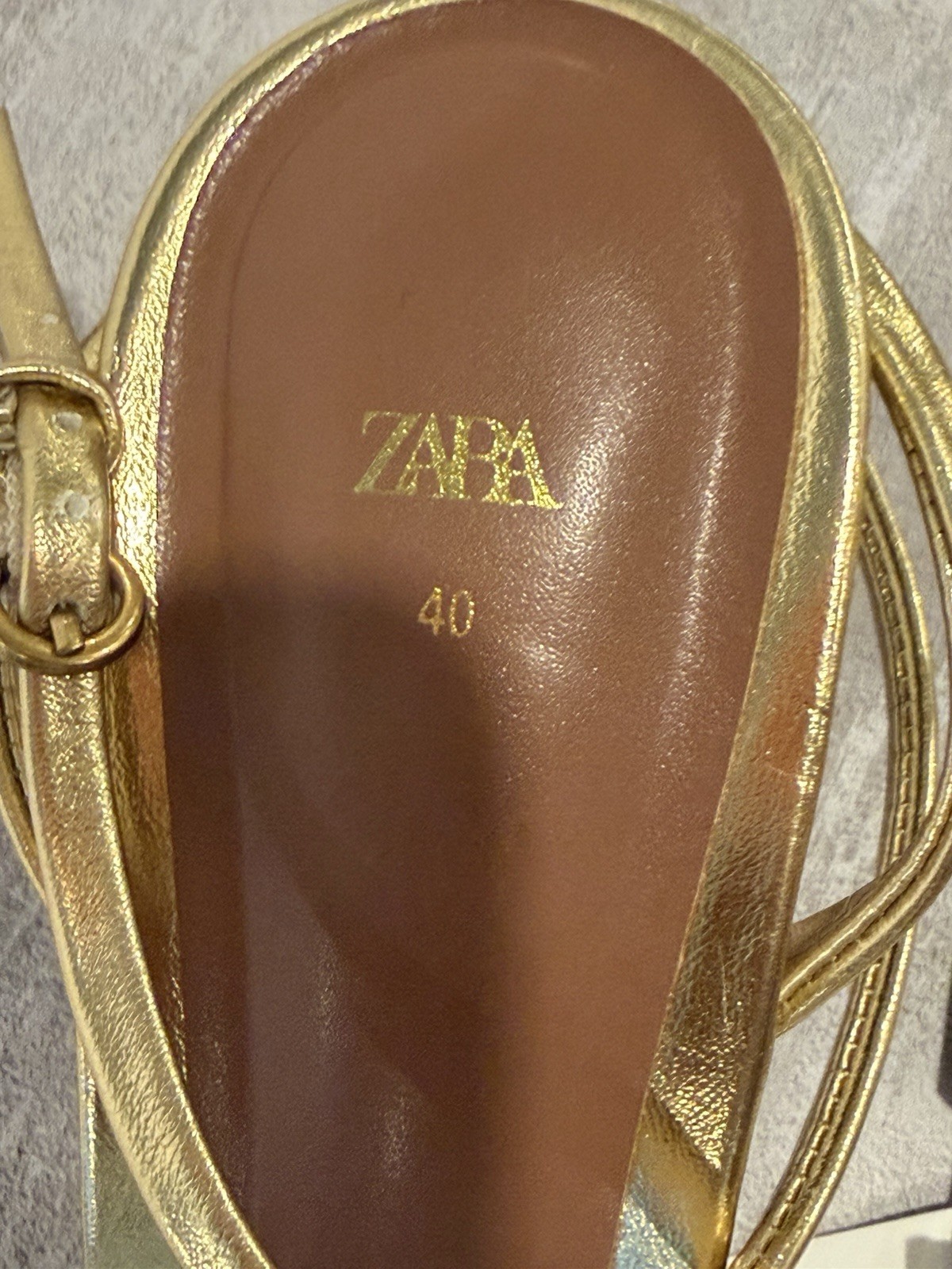 Zara Gold Metallic Heeled Sandals AIRFIT New With Tags Size 40 US 9