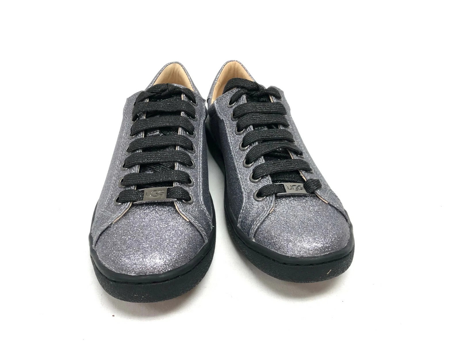 Ugg Milo Glitter Gunmetal Silver Lace Up Sneakers Tennis Shoes 1100213 Size 9
