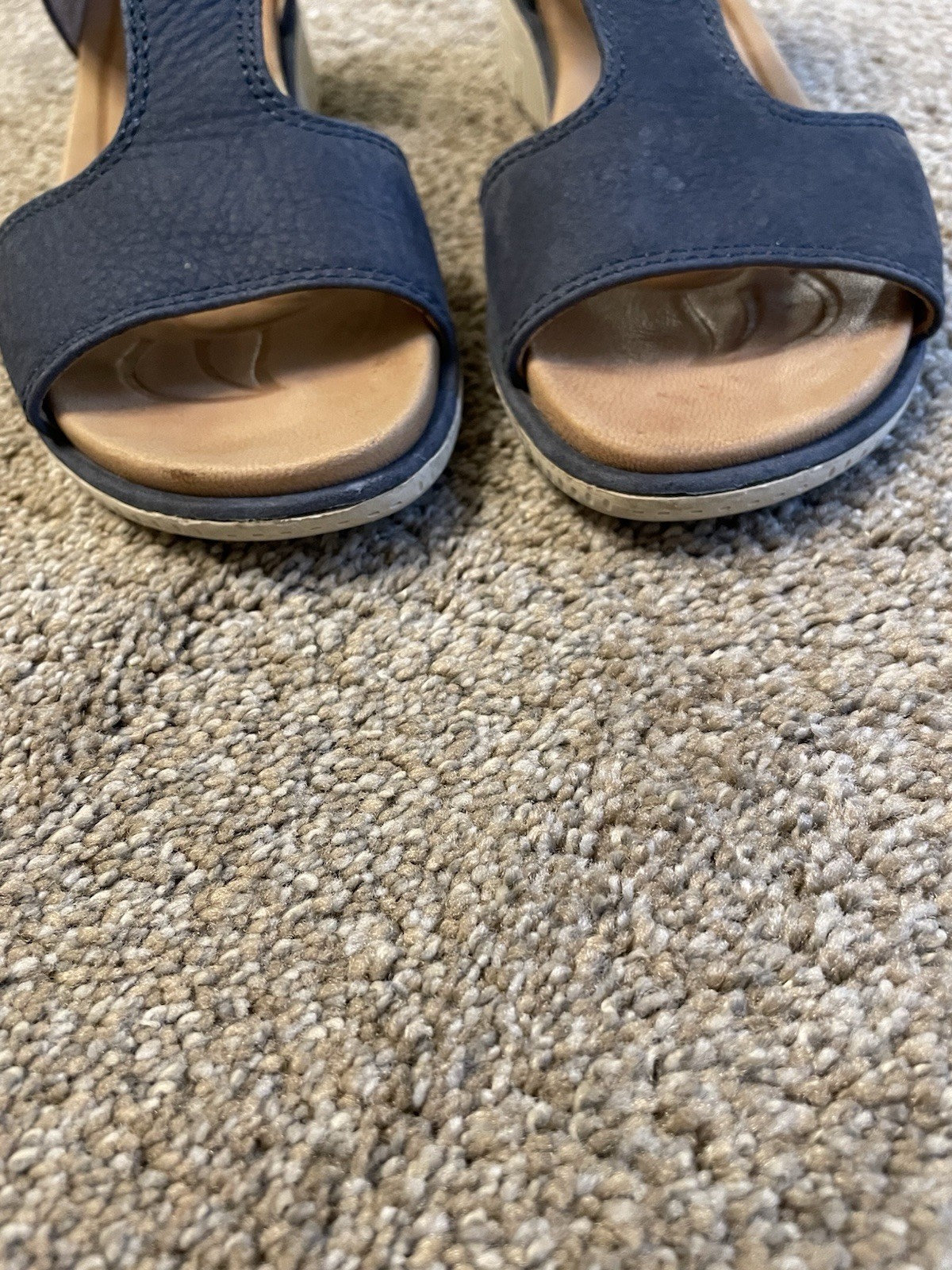 Nurture By Lamaze Leather Wedge Sandals In Navy Blue Size 6.5 M Comfortable