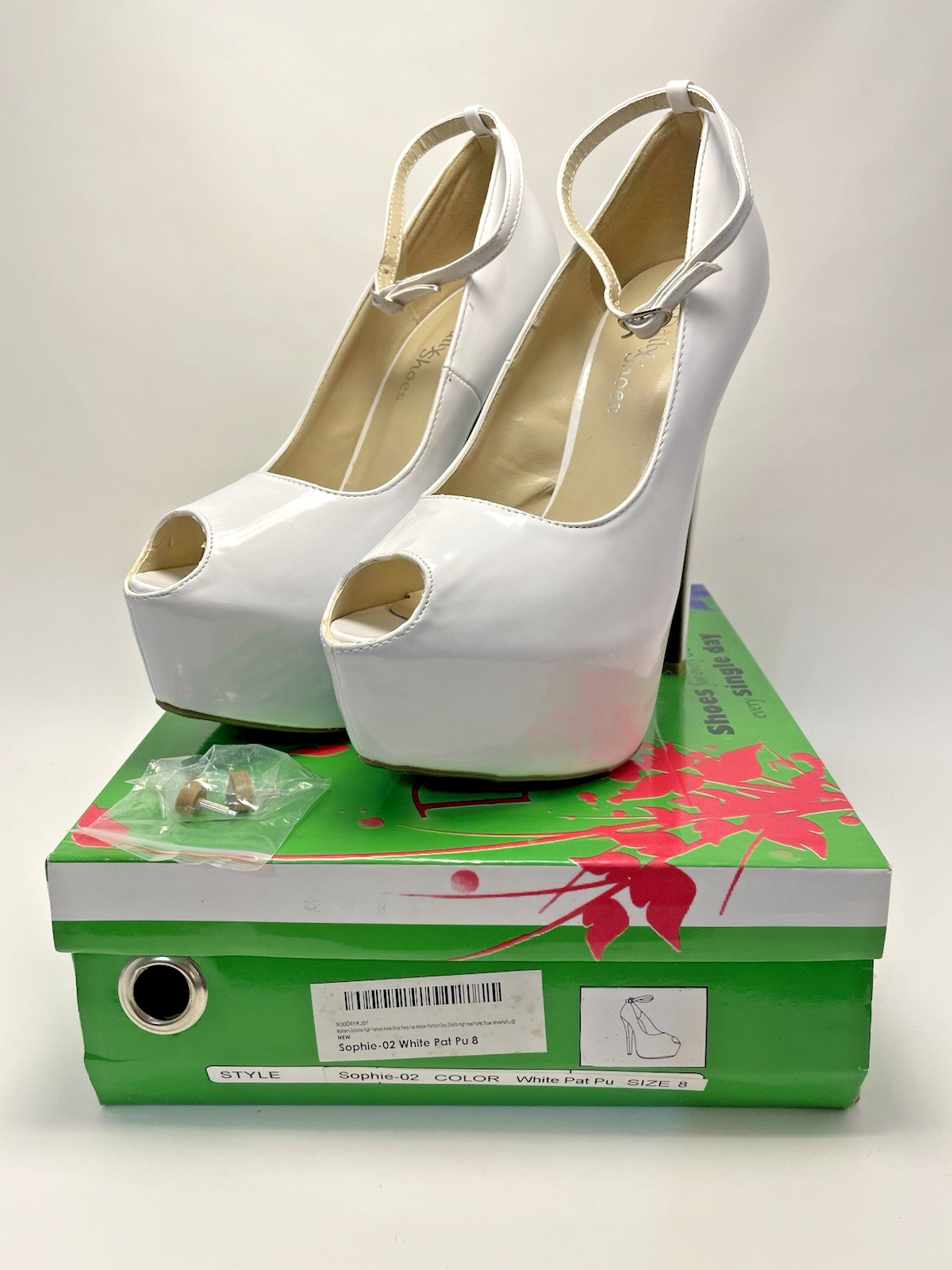 Daily Shoes Platform Sophie White Stiletto High Heels Size 8