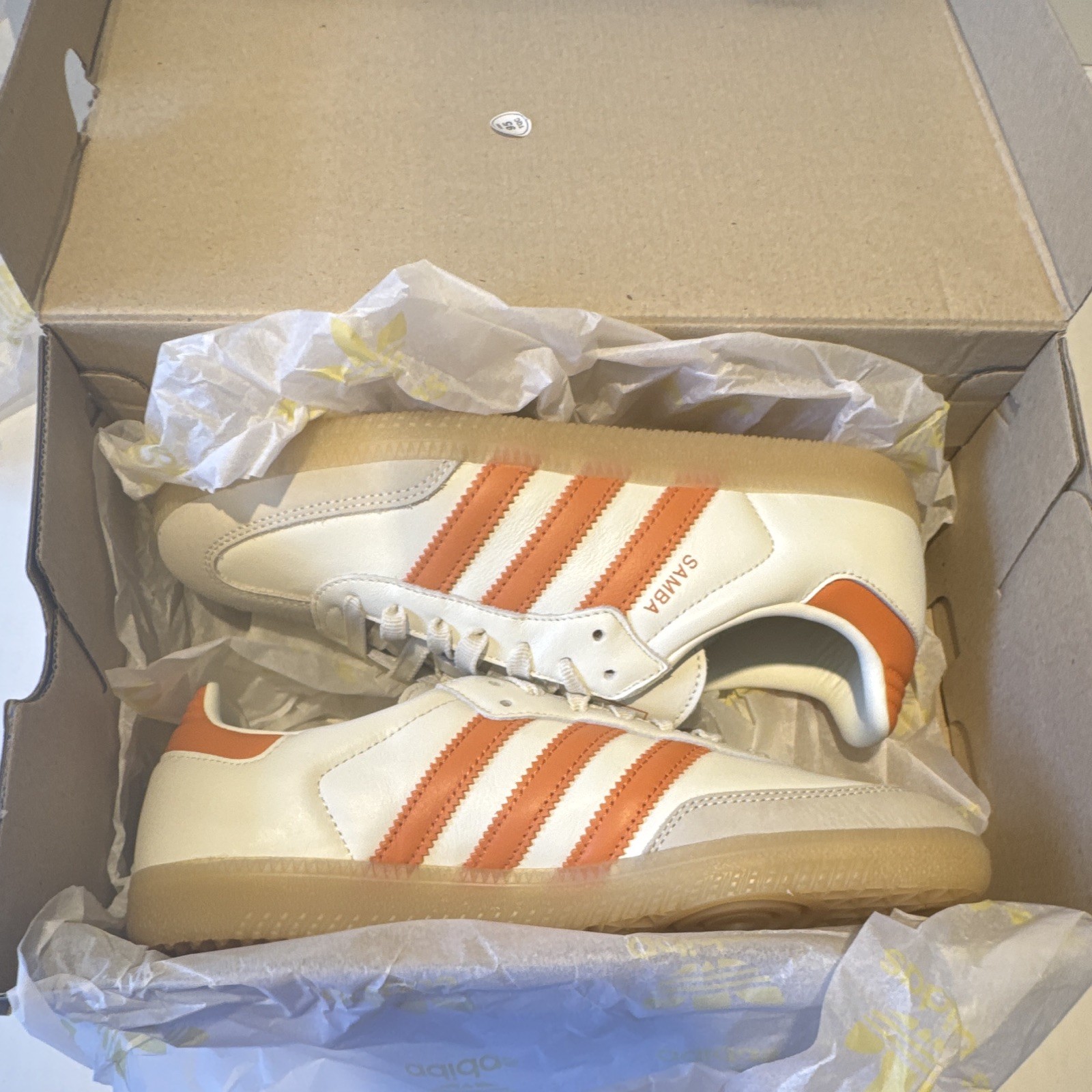 adidas Samba OG W White Orange Beige Leather Low Top Lace Up Sneaker IH9057 8w