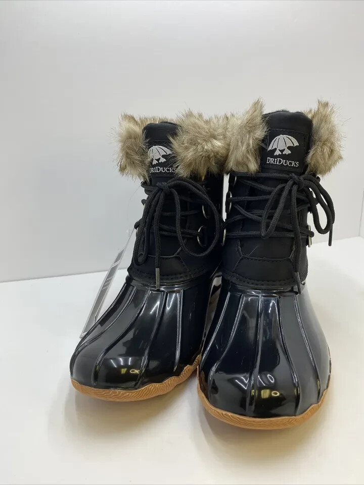 DriDucks Dri Ducks Frogg Toggs Bailey Fur Rain Snow Boots Shoes Black Sz 11 New