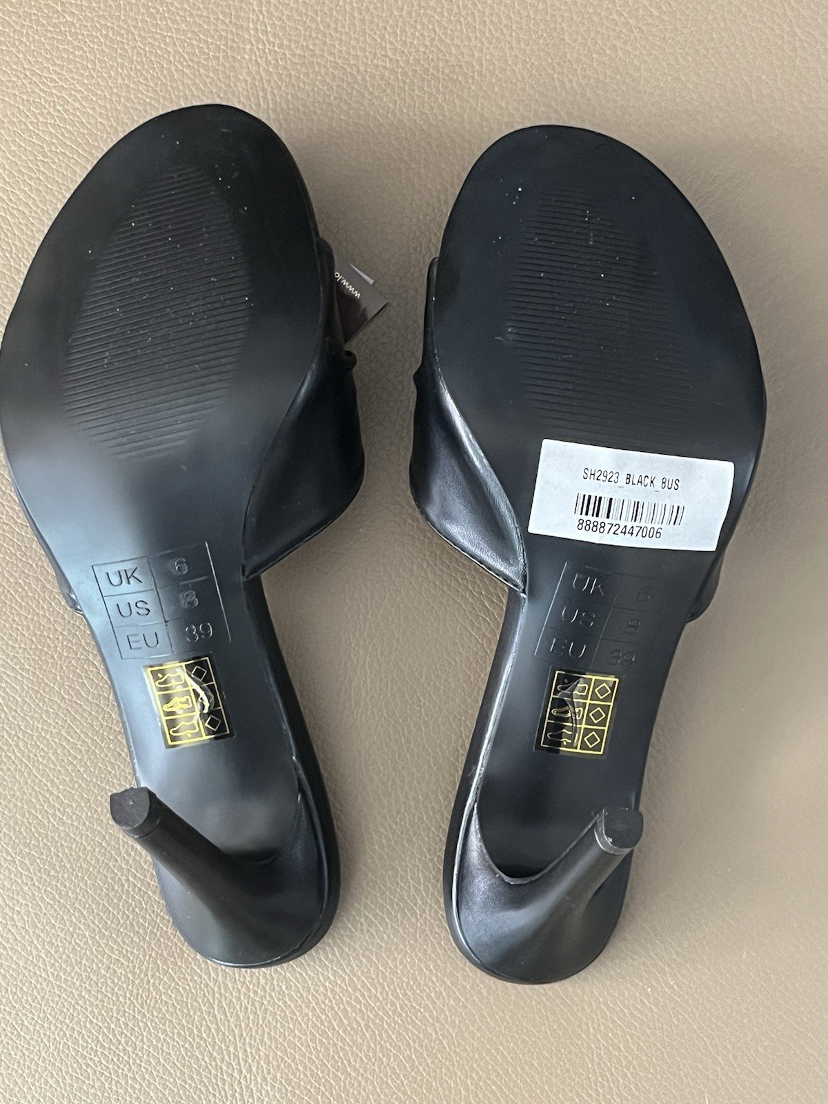 London Fog “3rd Divorce” Black Open Toe High Heel Slides Round Toe Size 8 BNIB