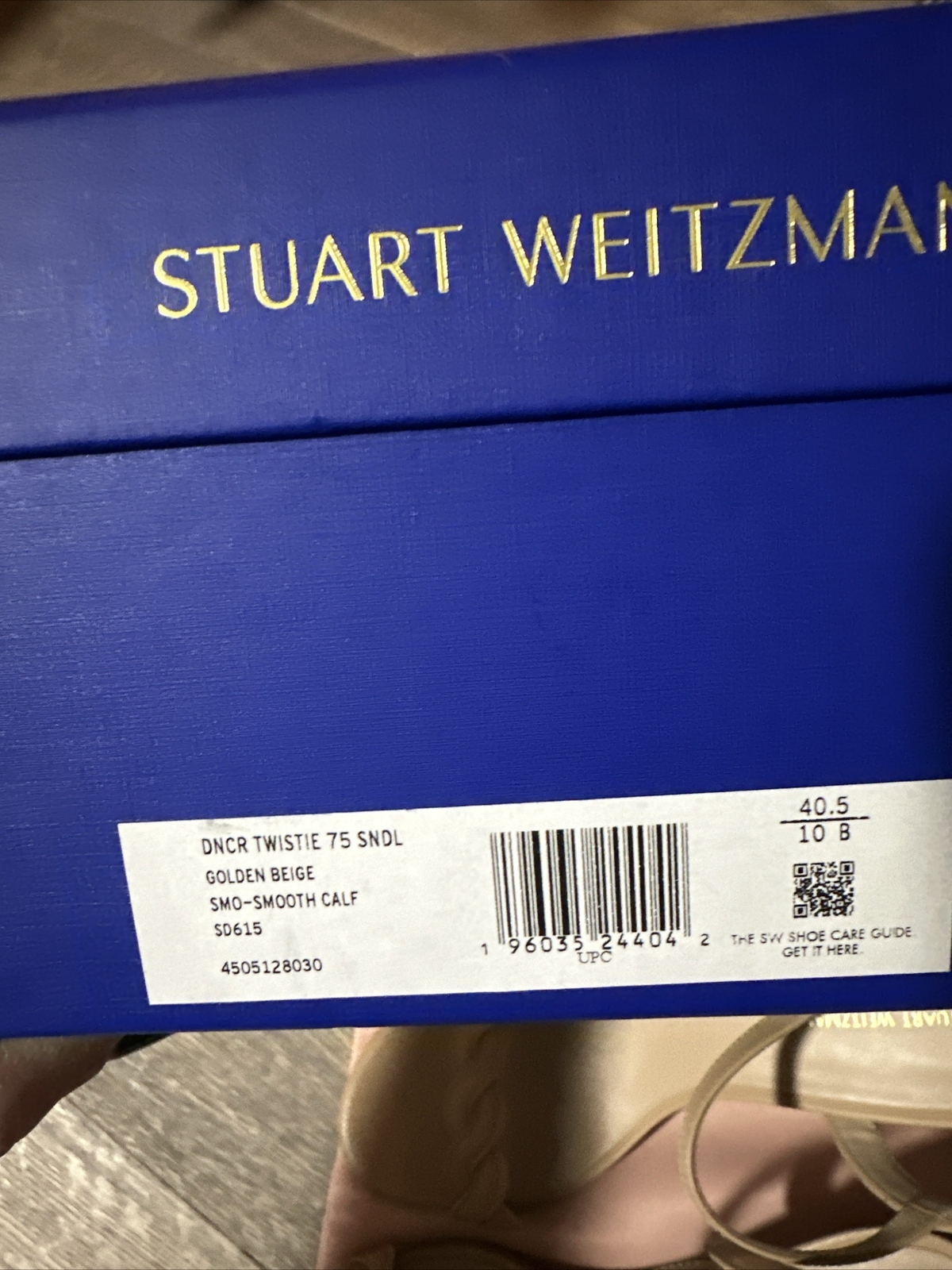 Stuart Weitzman Dancer Twistie 75 Leather Sandal Women’s Golden Beige Size 10