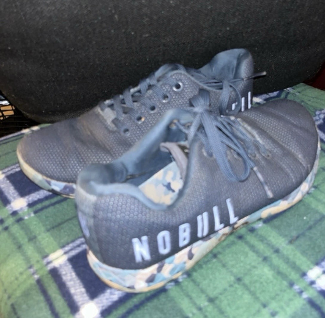 NOBULL Women’s Size 8, Low Top Athletic Sneakers Lace Up Blue/White Camouflage