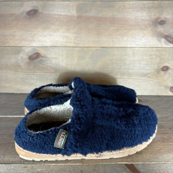 ll bean cozy womens size 7 shoes blue sherpa lined comfort slippers