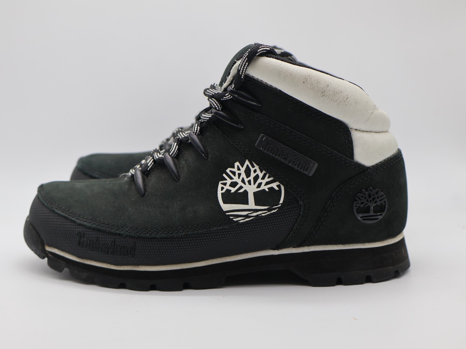 Timberland Euro Sprint Mid Hiker Boot A1R39 Women’s Size 6.5 Black White Trim