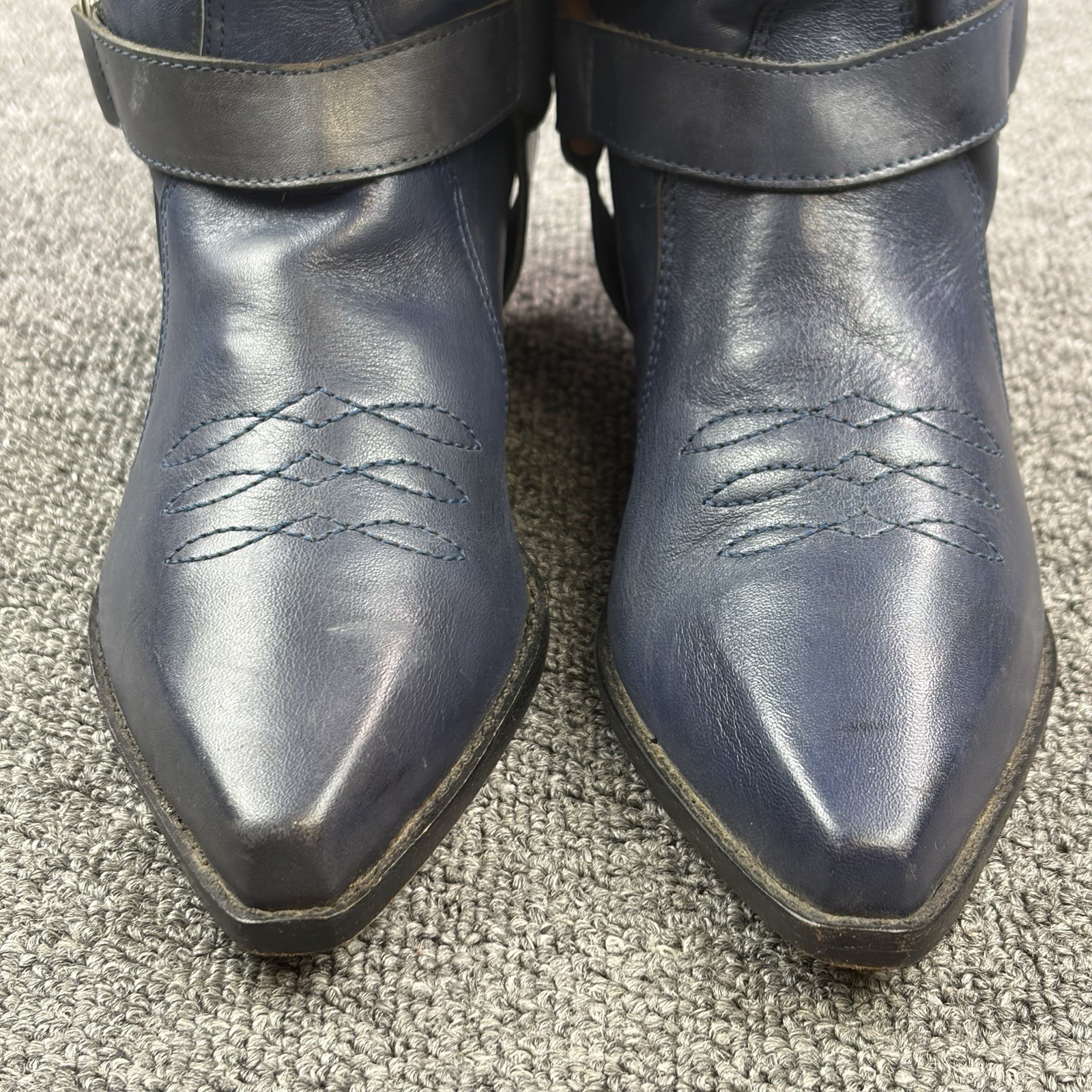 Vintage Dingo Sample Boots Womens 6 Blue Slouch Western Harness Distressed RARE