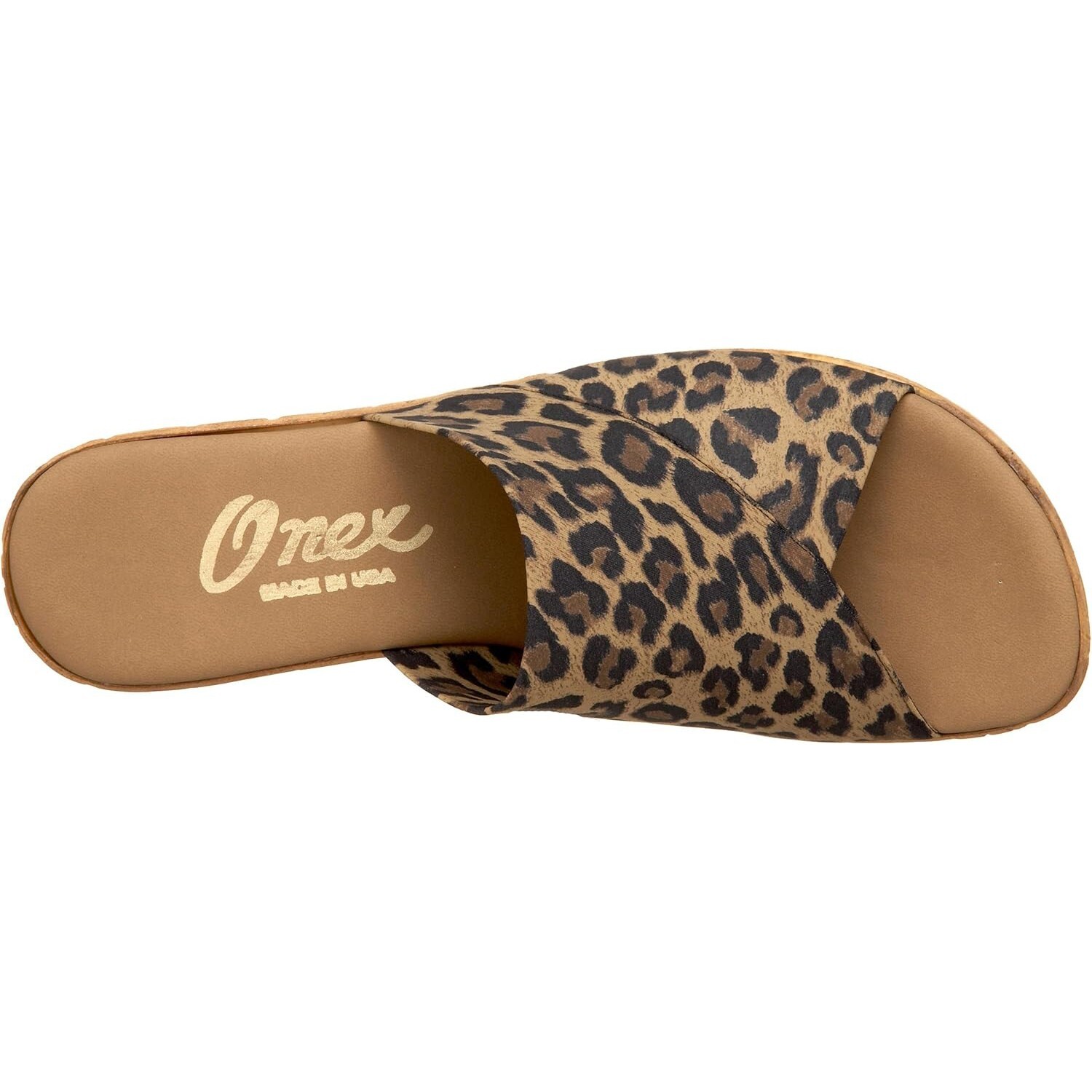 Onex Womens Christina Microfiber Upper Cork Wedge Sandal – Brown Leopard EUC