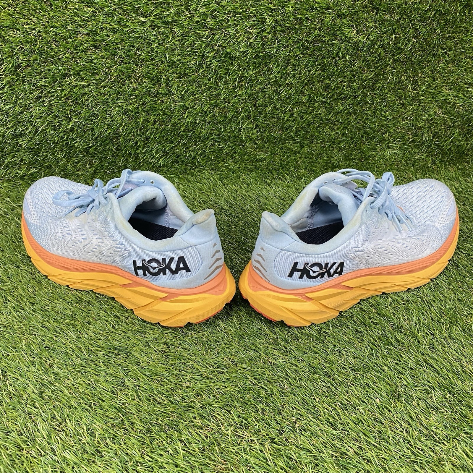 Hoka One One Clifton 8 Women’s Running Shoes Size 9.5 D Summer Song Blue/Orange