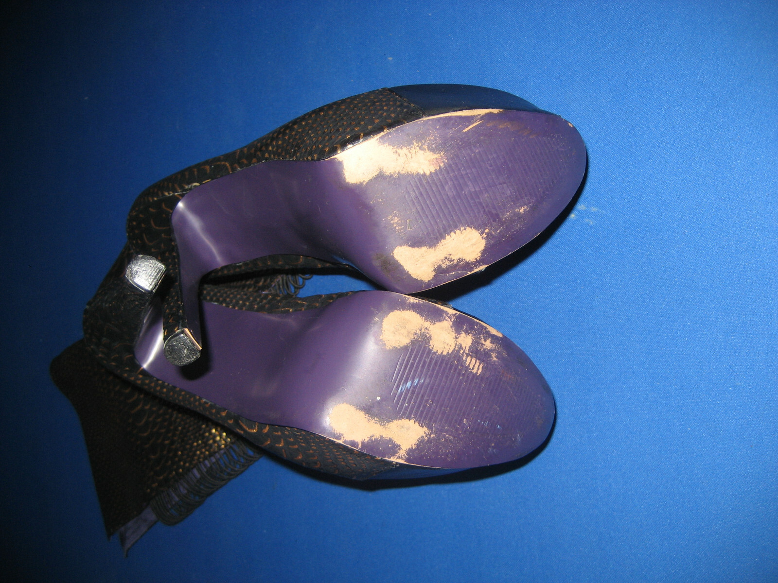 London Trash Black Gold Crucify Mid Calf Stiletto Hidden Platform Boots Size 8.5