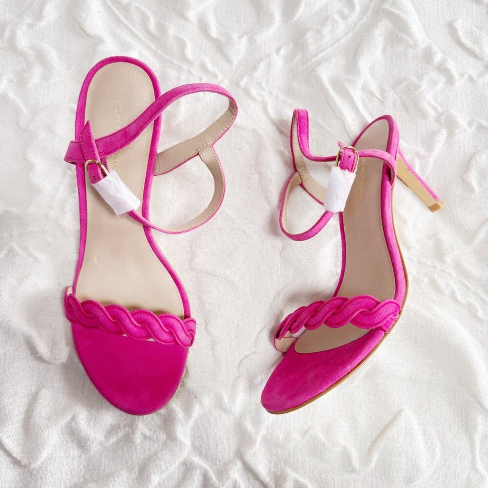 Stuart Weitzman Dancer Twistie 100 Suede Sandal In Pink Size 8.5