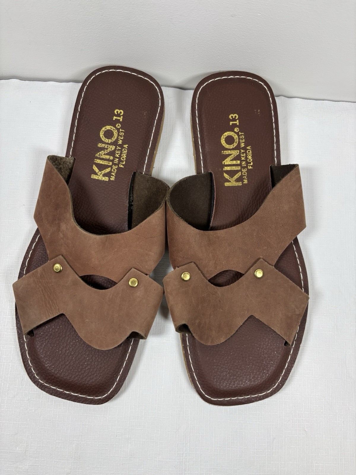 KINO Womens Leather Suede Slip On Sandals Sz 13 Handmade Key West Florida Casual