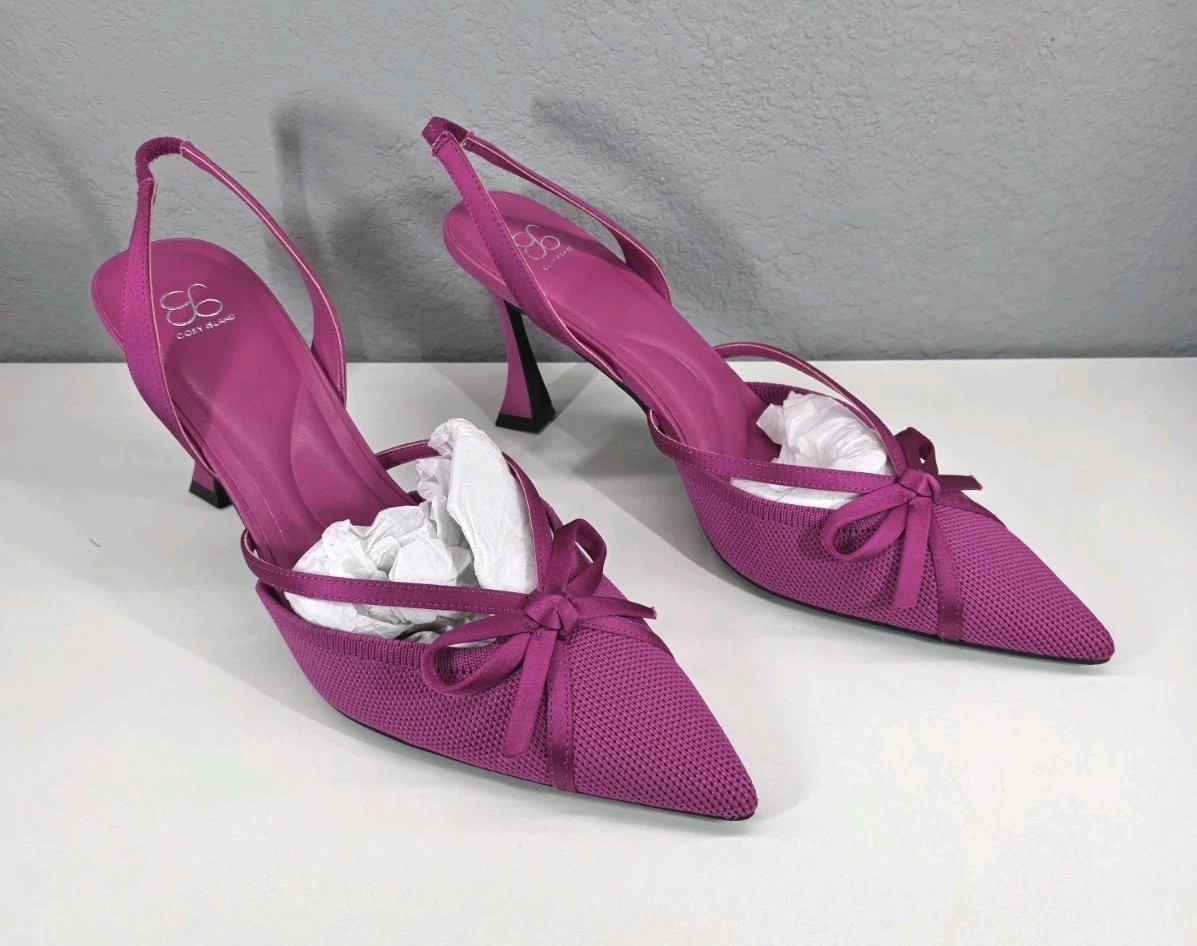 COSY ISLAND EverLush Bowknot Pointed Toe Heeled Slingback Size 10/ FUCHSIA Pink