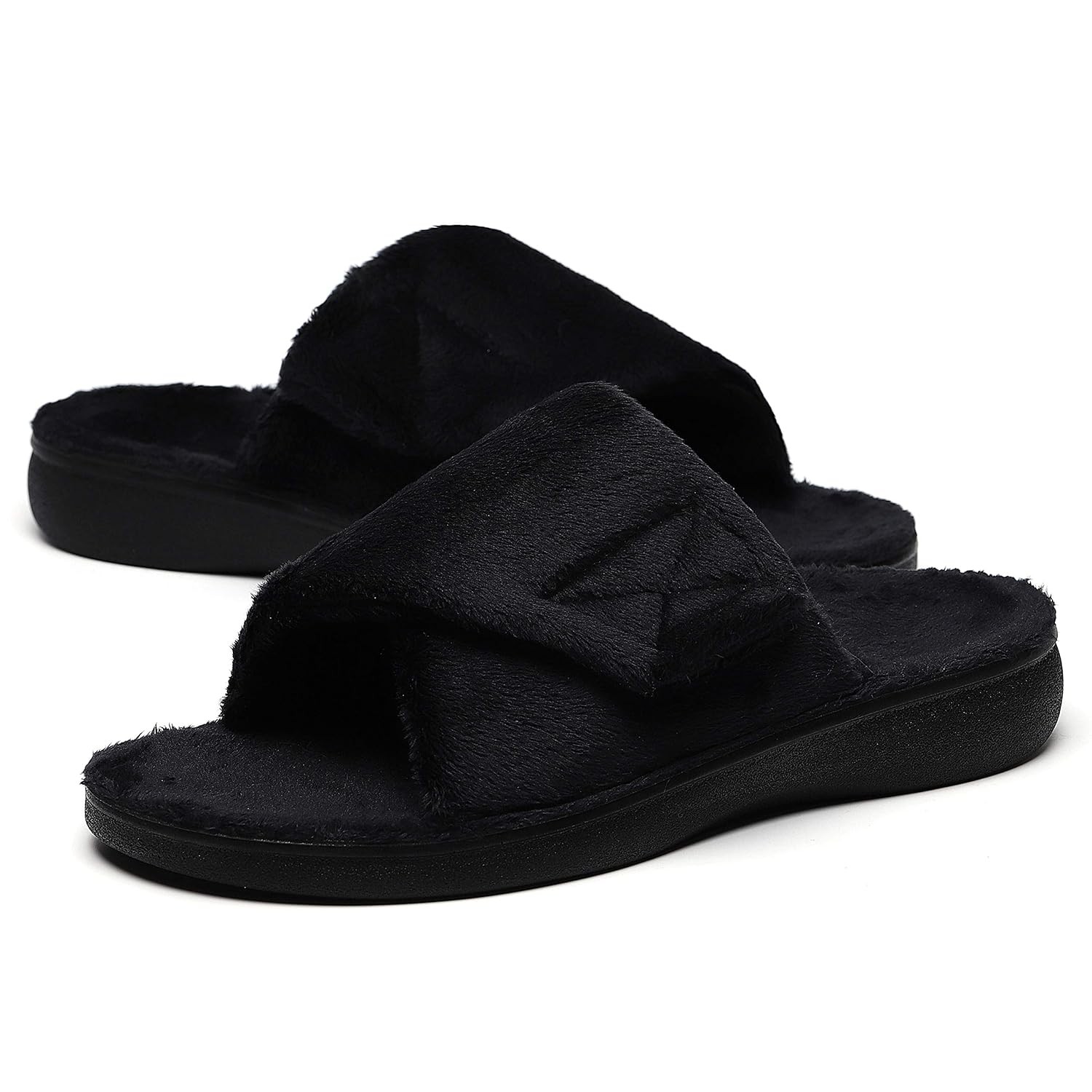 SOLLBEAM Women’s Plantar Fasciitis Fuzzy House Orthopedic Adjustable Slippers Wi
