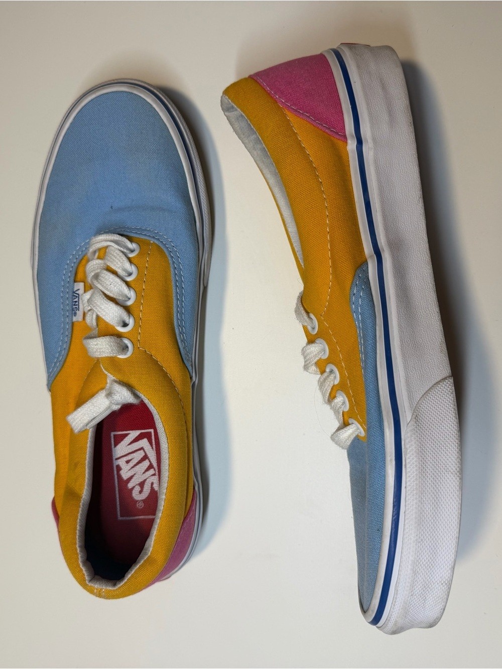 Vans Colorblock Low-Top Sneakers in Blue, Yellow & Pink