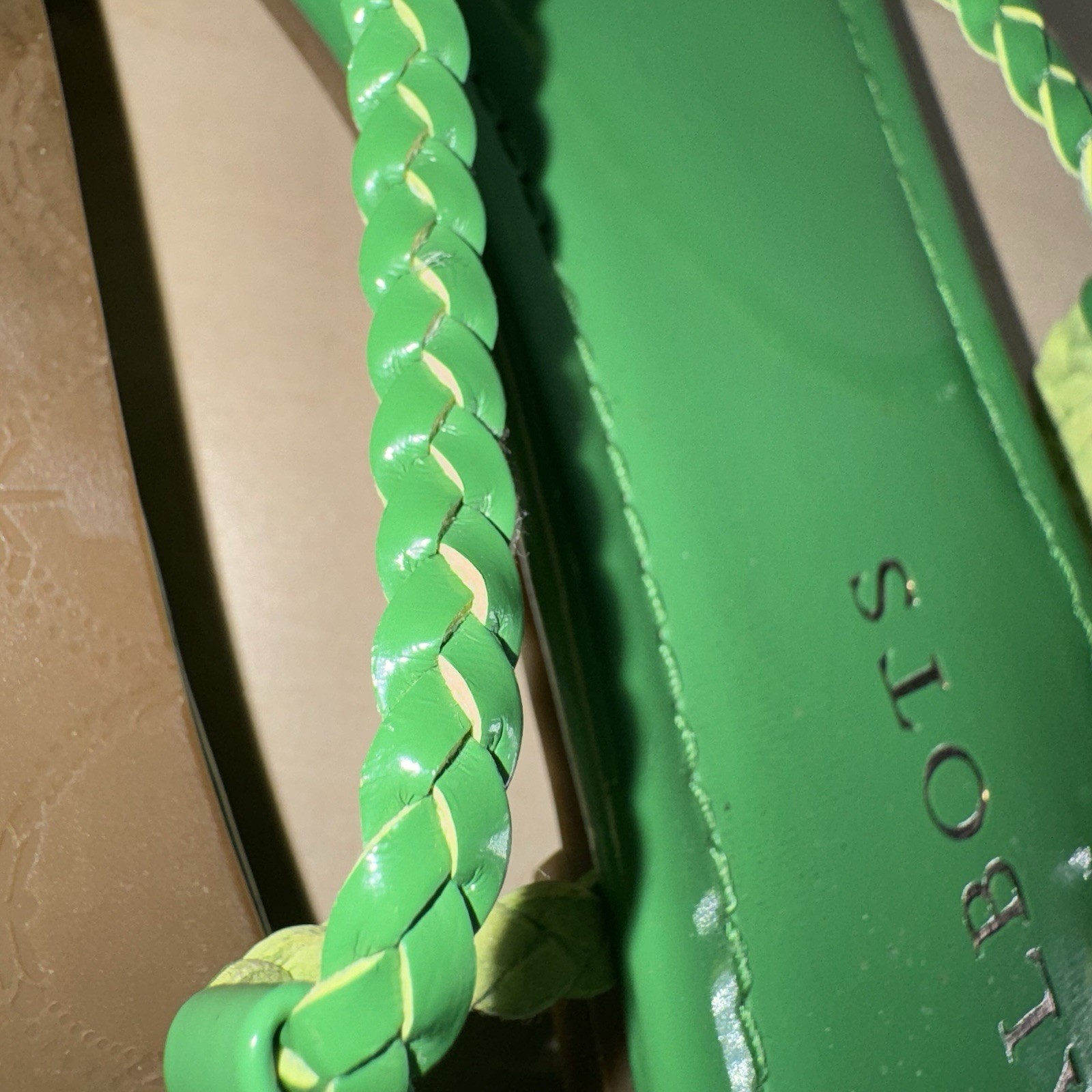 Talbots Sandals Kelly Green Patent Leather Braided Straps Women’s 8.5 Slingback