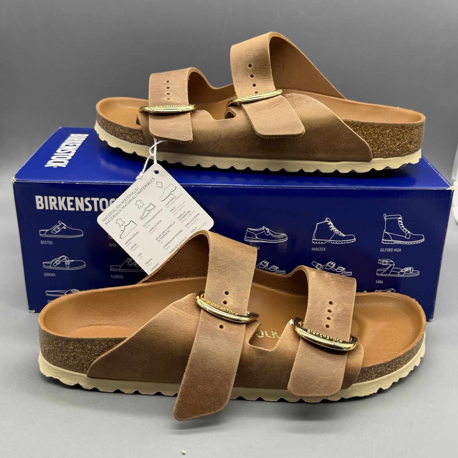 Birkenstock Arizona Big Buckle Women’s EU 39 US 8 Leather Sandal Cognac Narrow