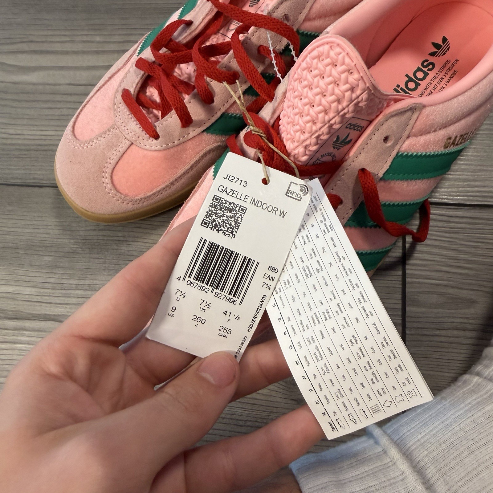 NWT adidas Gazelle Indoor Glow Pink/Court Green/Gum Low Top Suede JI2713 9W