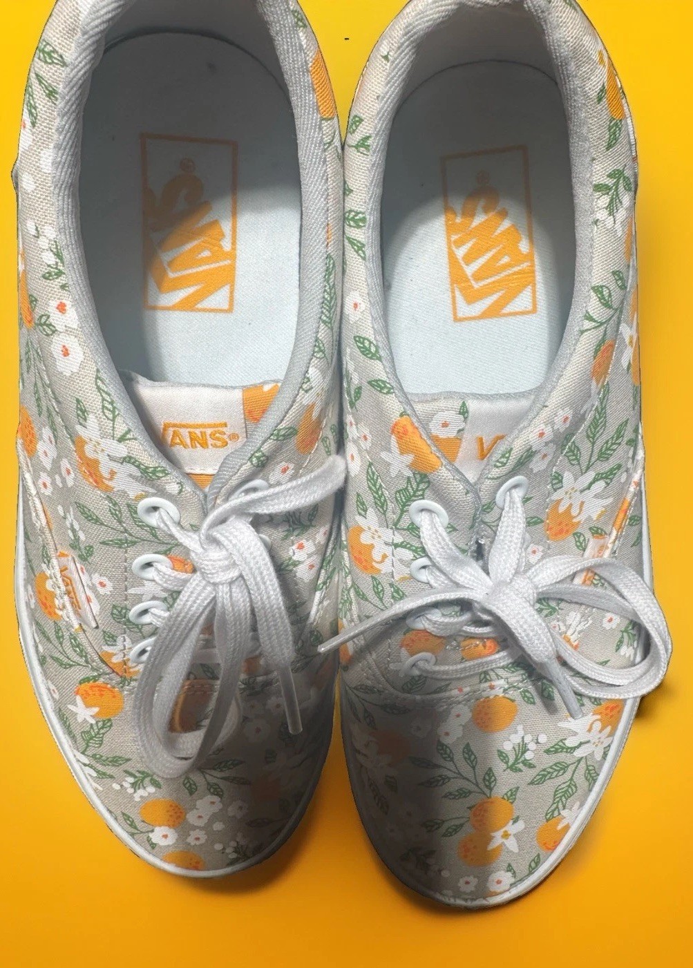 VANS Doheny Era Orange citrus floral low top sneakers womens size 9 canvas shoes