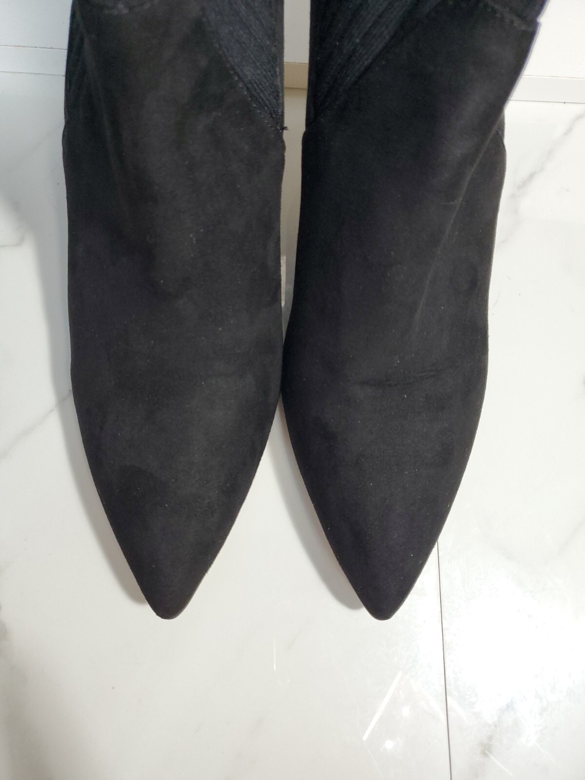 Zara Black Textile/Faux Suede 3″ Heels Elastic Streachable Pull On Boots 41(10)
