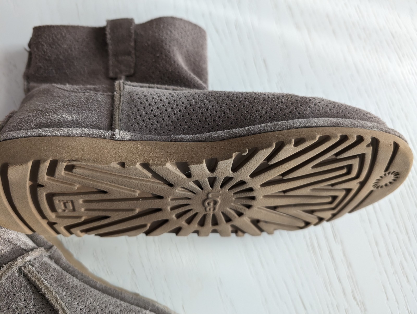 Ugg Classic Mini Perforated Ankle Unlined Boot Gray, Size 7