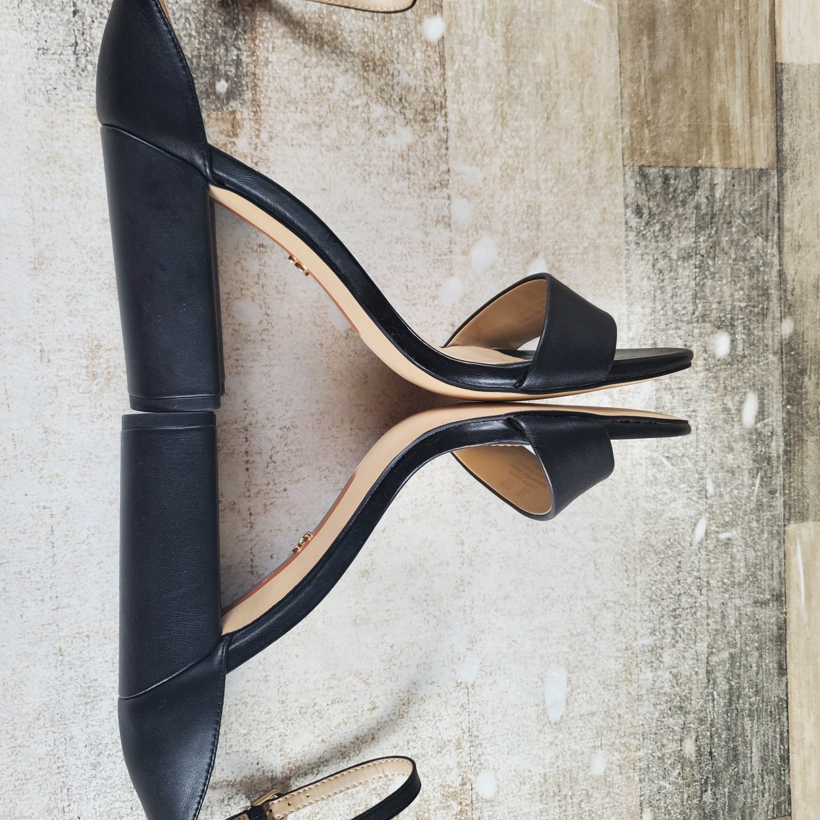 Sam Edelman Yaro Womens Sandal Sz 8 Wide Black Leather Ankle Strap Block Heel