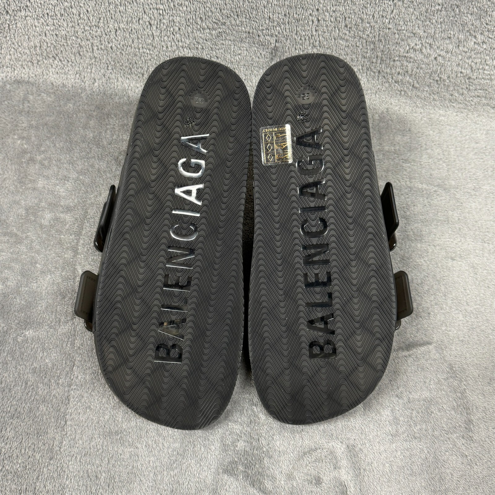 Balenciaga Mallorca Sandal Transparent Plastic Womens EU 35 Black W2DZ1-1000