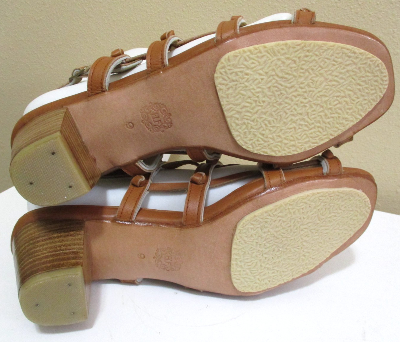 Bali Elf Seaside Brown Leather Sandals Knotted Strappy Block Heels Women’s 9 NEW
