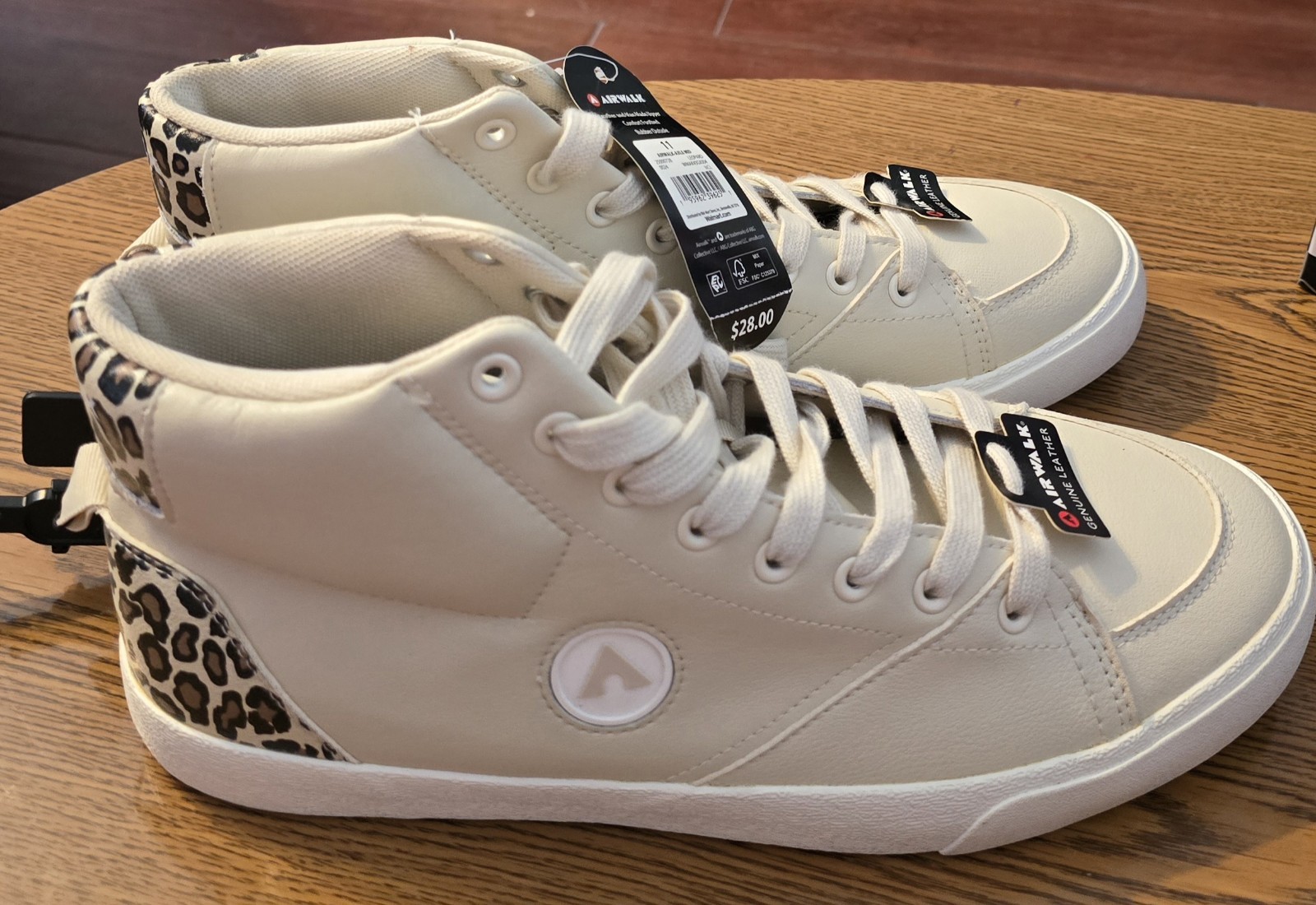 Airwalk Axle-Mid Lace Leather Man Made Leopard Print Sneaker Sz 11 HighTop Women