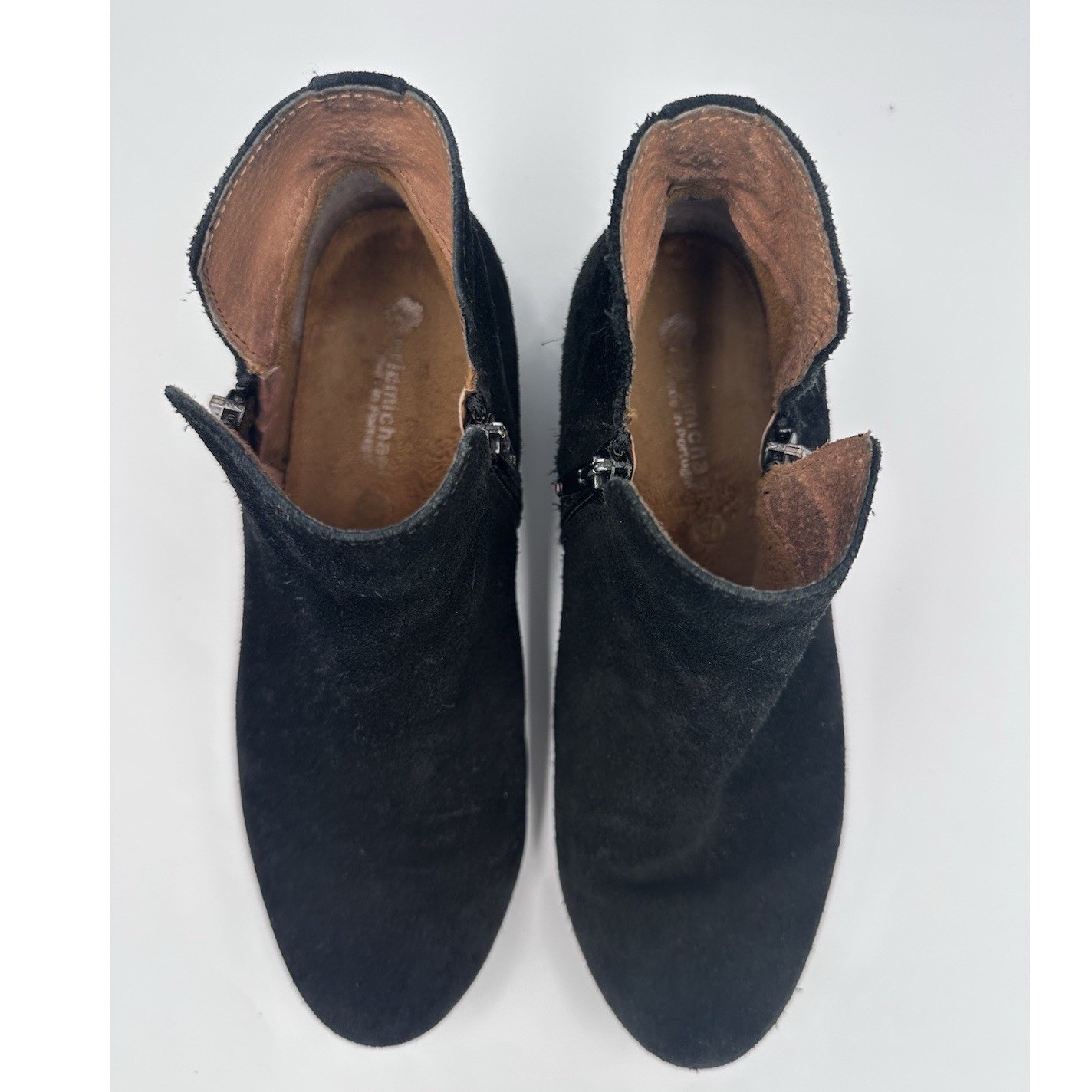 Eric Michael Suede Leather Zip Ankle Isabella Boots Womens Size 37 Black Comfort