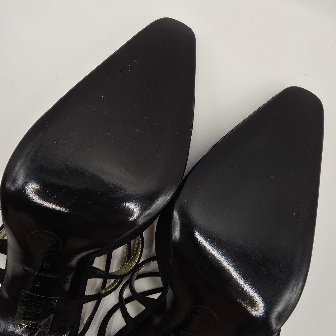 CHANEL Suede Mules Size 36 Black Gold Accents with Box and Dust Bags