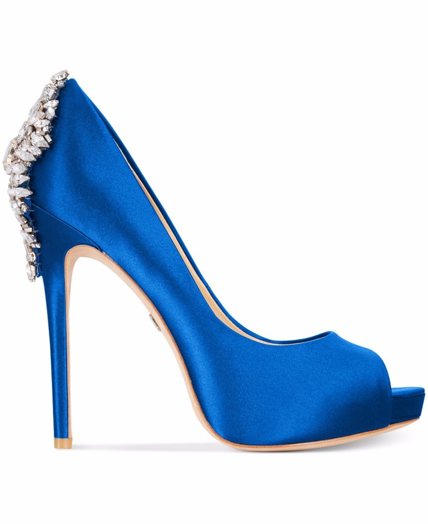 BADGLEY MISCHKA KIARA CRYSTAL BACK OPEN TOE PUMP – SIZE 4.5M US PETITE SHOES