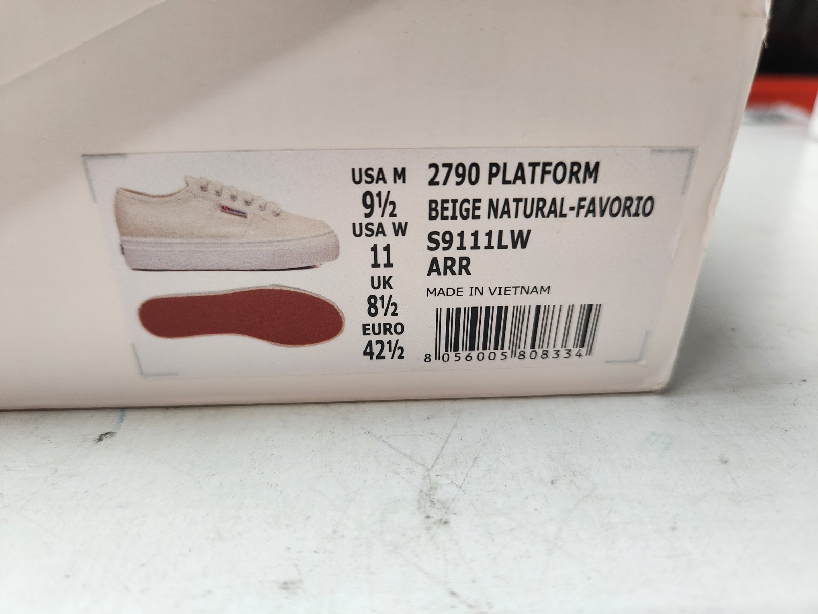 Superga Unisex 2790 Platform Sneakers – Beige Natural, Size 9.5 M/ 11 W US